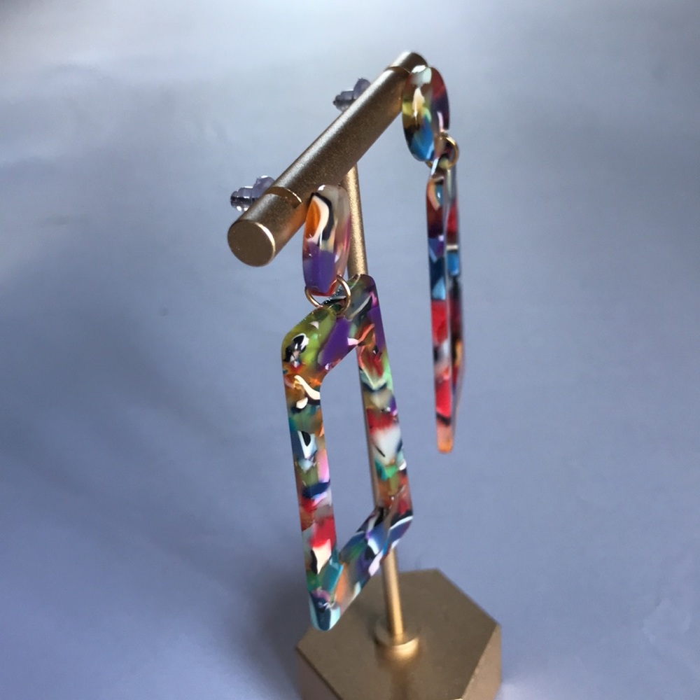 New! Acrylic Geometric Drop Earring - Picture 5 of 8